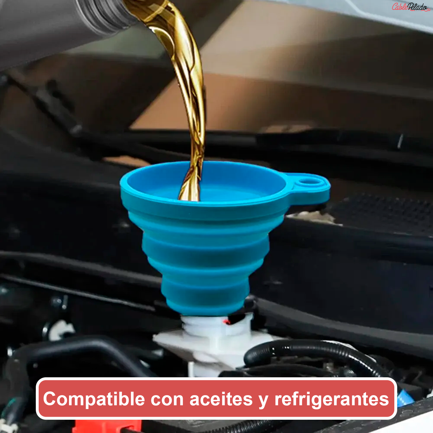 Embudo De Silicona Universal Para Líquidos De Automóvil  Azul