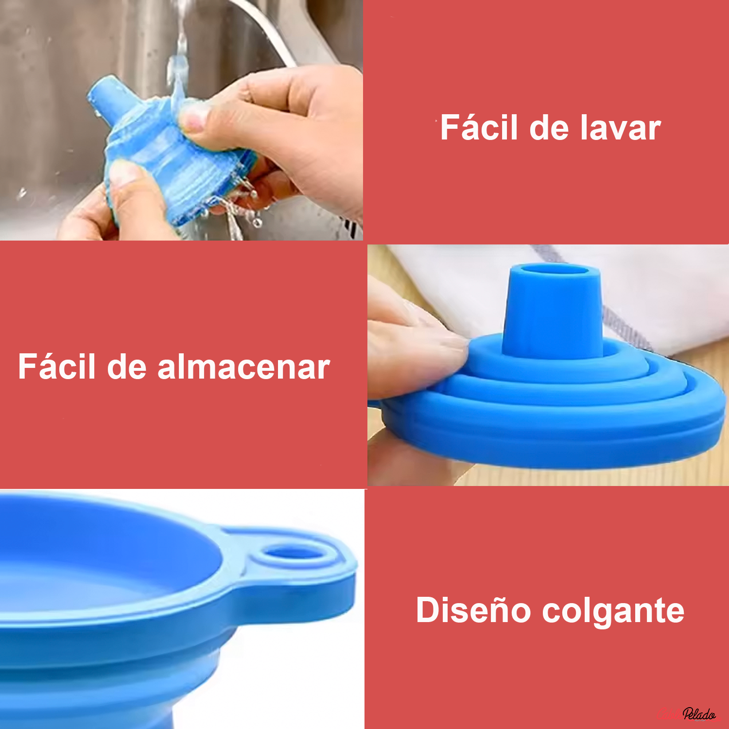 Embudo De Silicona Universal Para Líquidos De Automóvil  Azul