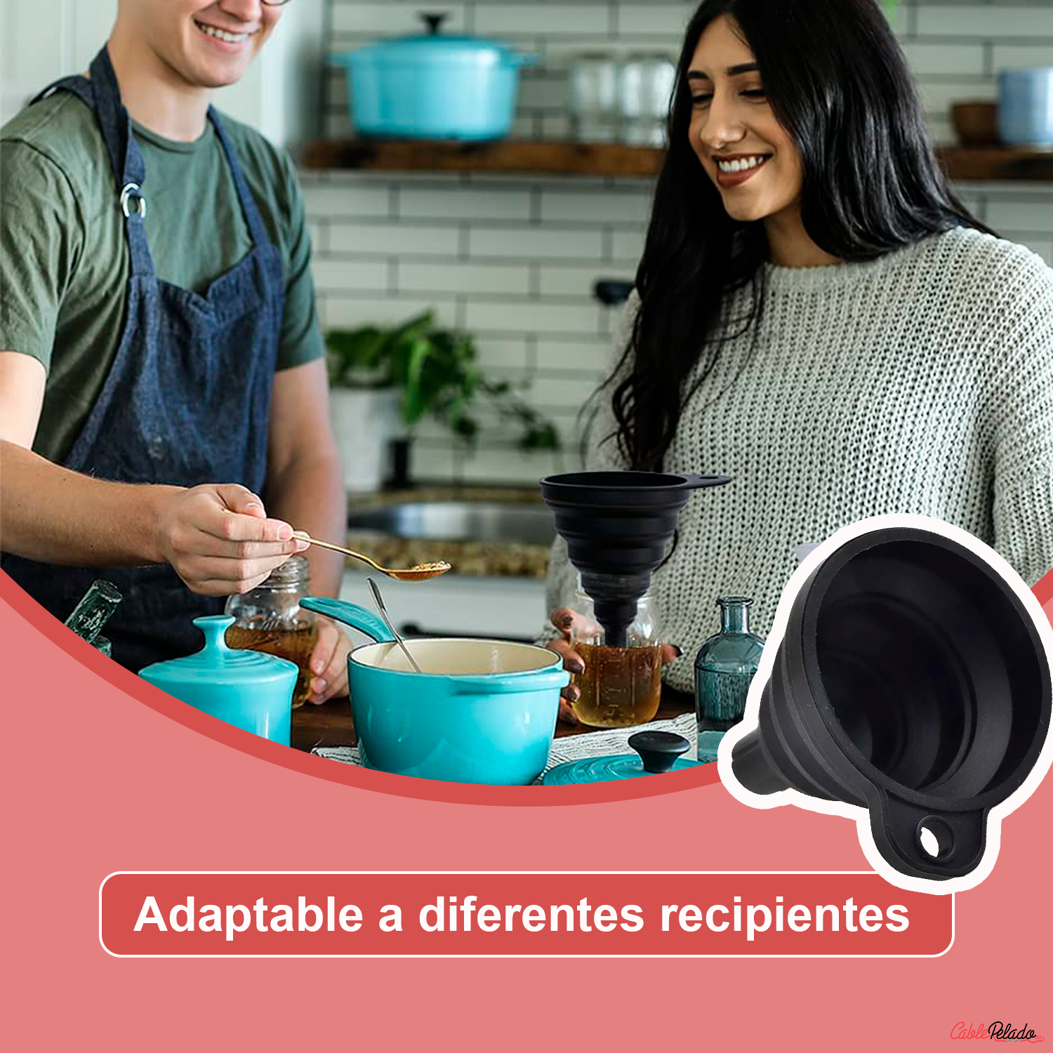 Embudo De Silicona Universal Para Líquidos De Automóvil  Negro