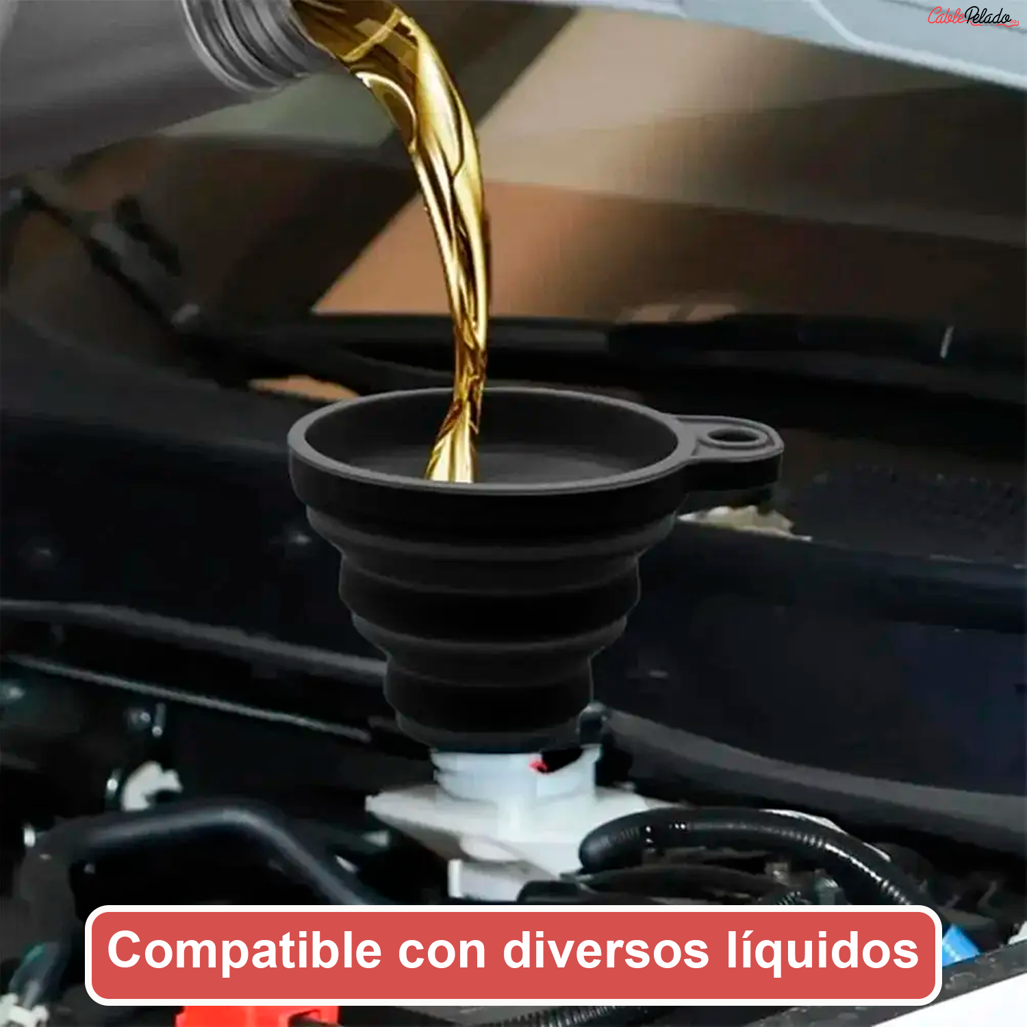 Embudo De Silicona Universal Para Líquidos De Automóvil  Negro