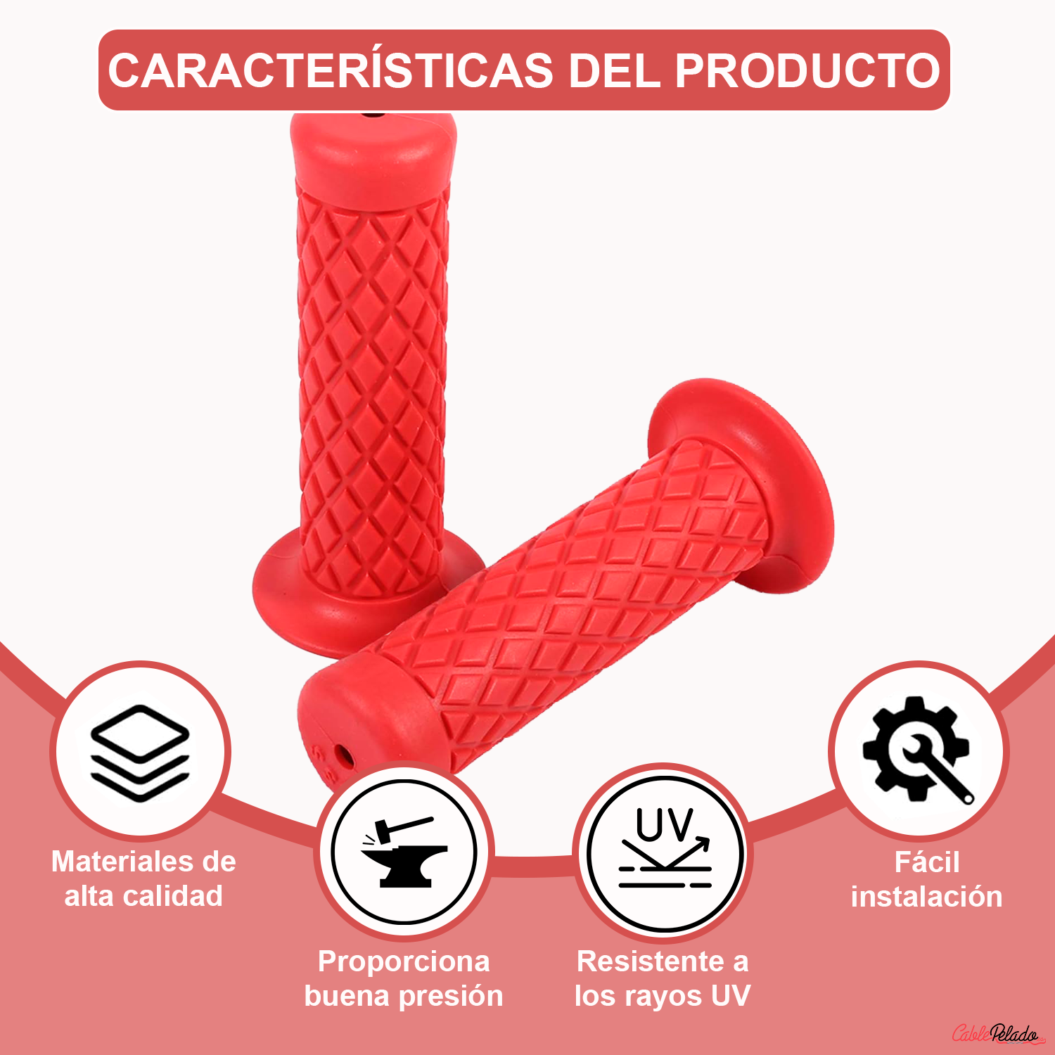 Empuñadura Para Manillar Motocicleta 22 Mm Rojo (2 Uds)