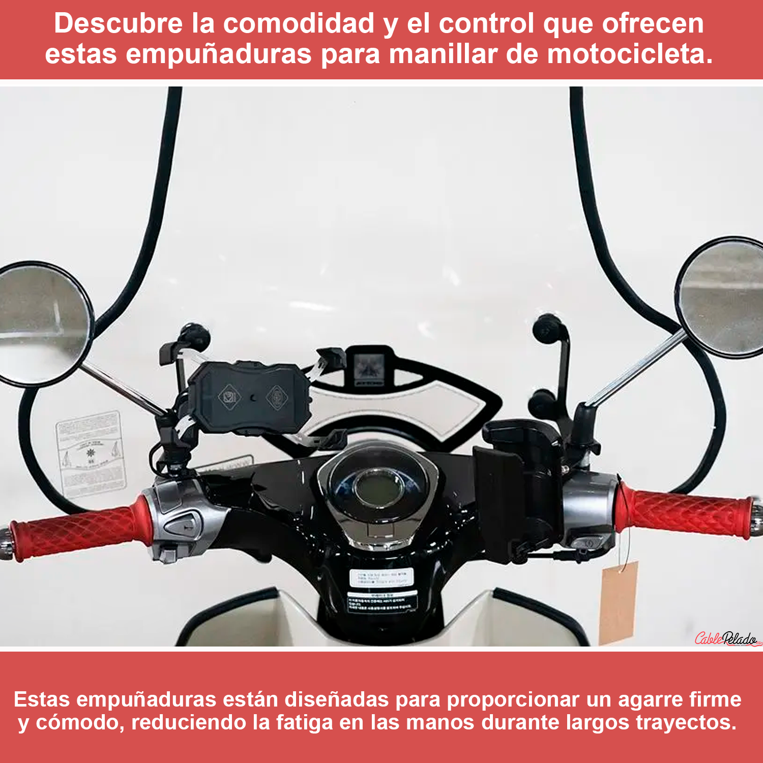 Empuñadura Para Manillar Motocicleta 22 Mm Rojo (2 Uds)