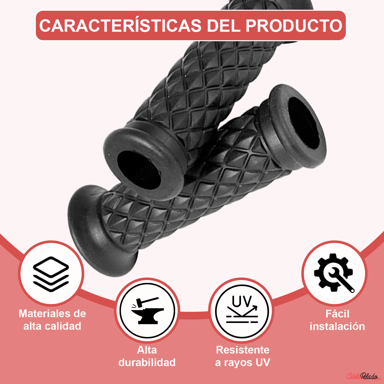 Empuñadura Para Manillar Motocicleta 22 mm Negro (2 Uds)