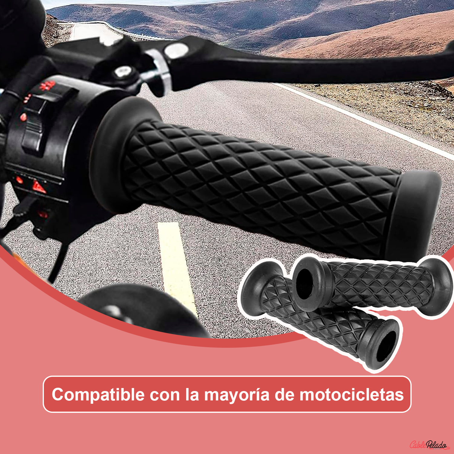 Empuñadura Para Manillar Motocicleta 22 mm Negro (2 Uds)