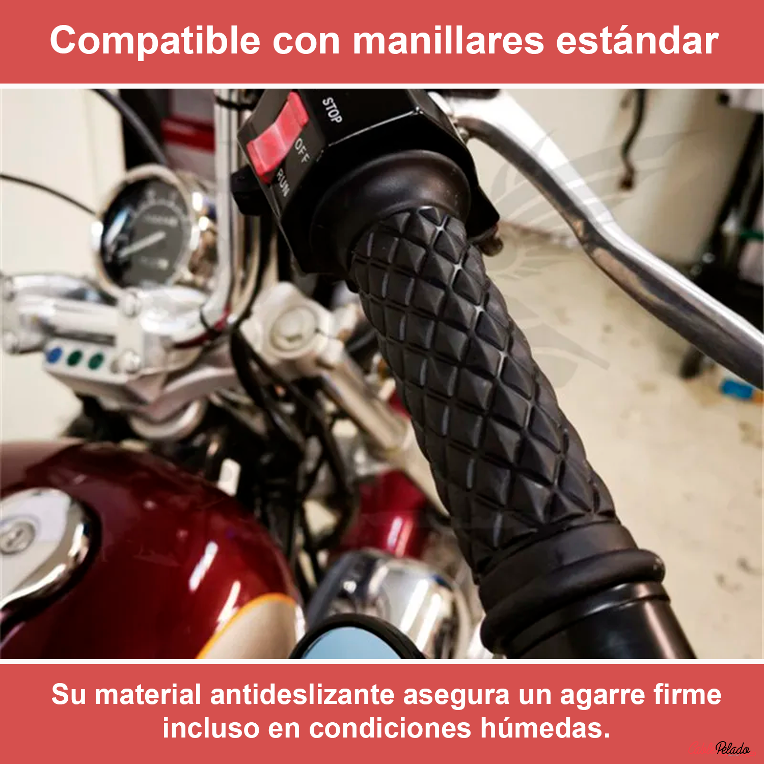 Empuñadura Para Manillar Motocicleta 22 mm Negro (2 Uds)