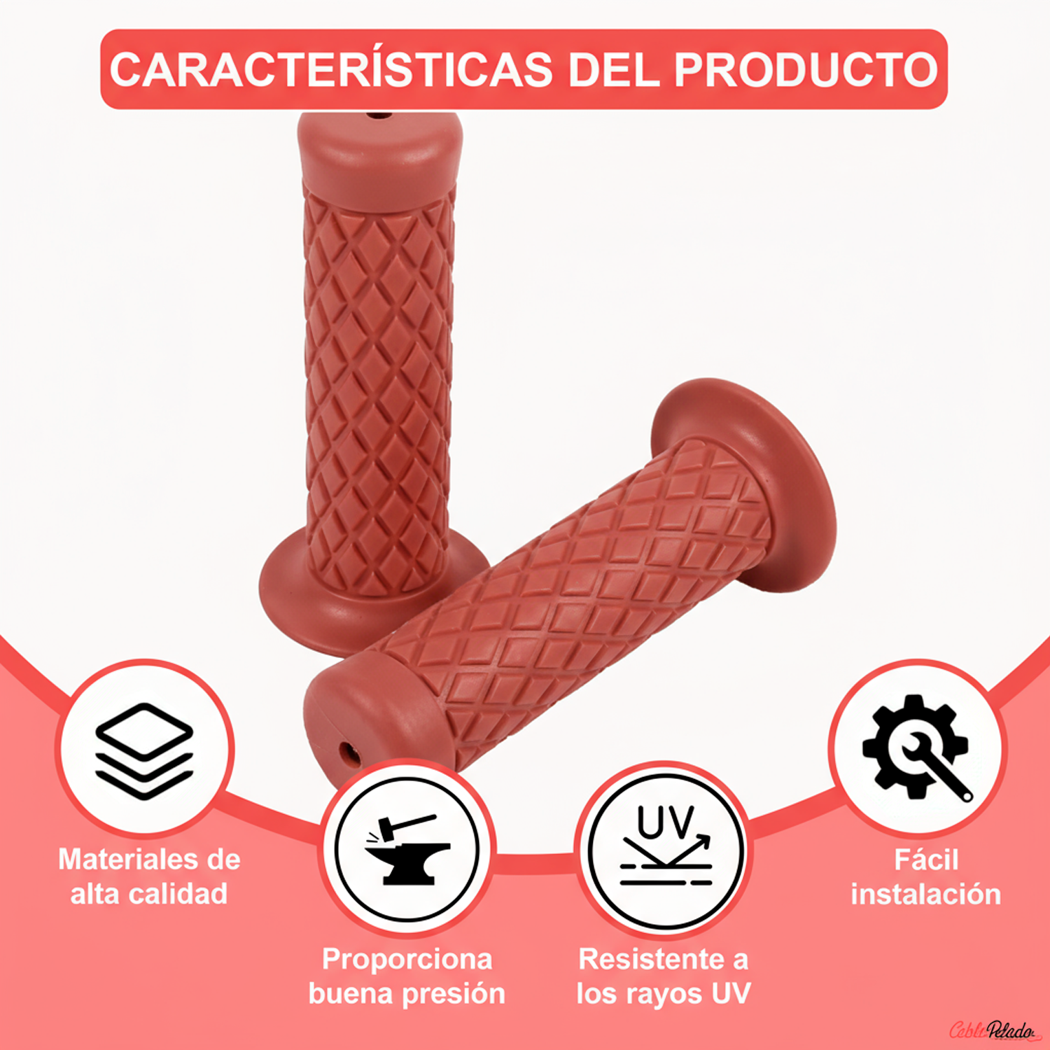 Empuñadura Para Manillar Motocicleta 22 Mm Rojo (2 Uds)
