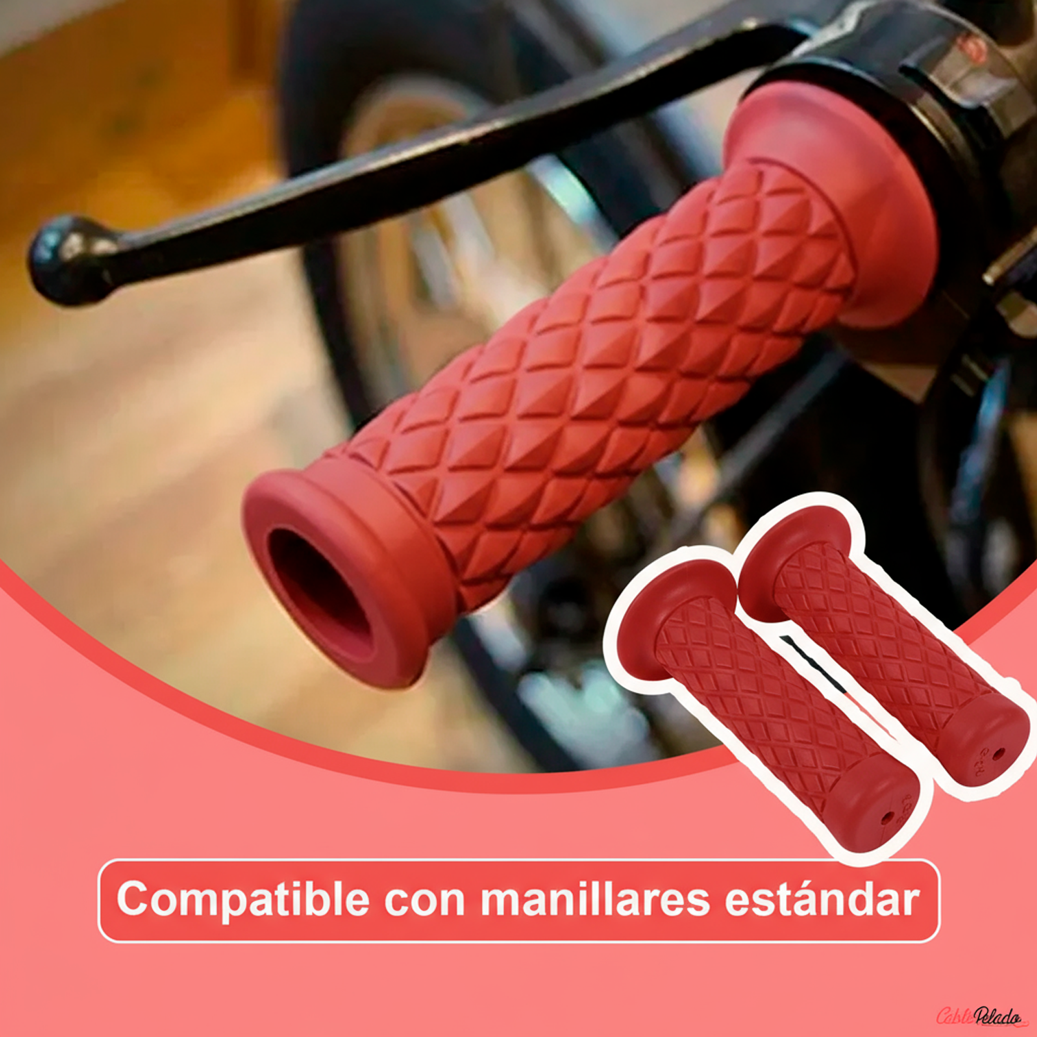 Empuñadura Para Manillar Motocicleta 22 Mm Rojo (2 Uds)