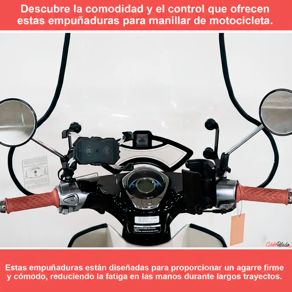 Empuñadura Para Manillar Motocicleta 22 Mm Rojo (2 Uds)