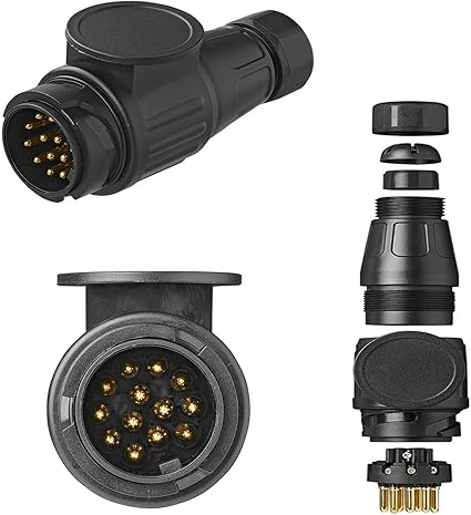 Enchufe De Remolque De 13 Pines 12V Negro  Negro