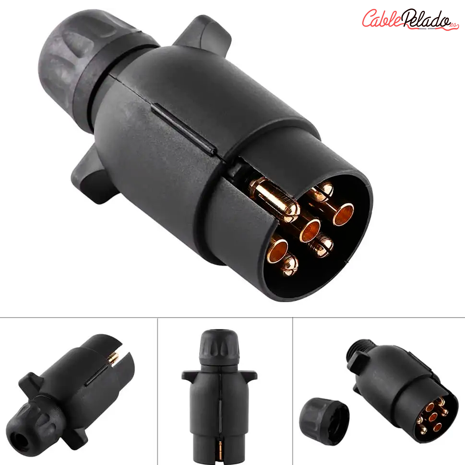 Enchufe De Remolque De 7 Pines 12V Negro  Negro