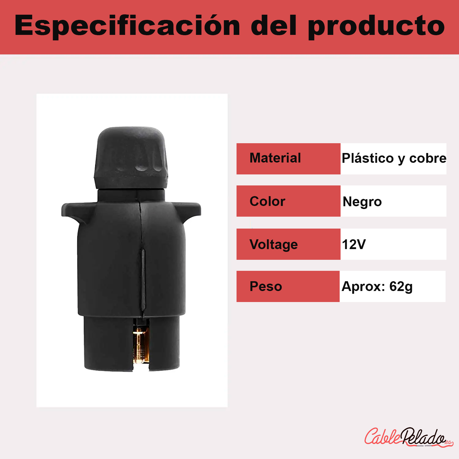 Enchufe De Remolque De 7 Pines 12V Negro  Negro