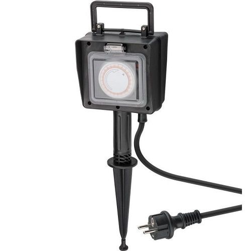 Enchufe de jardin bidireccional 2 M Negro