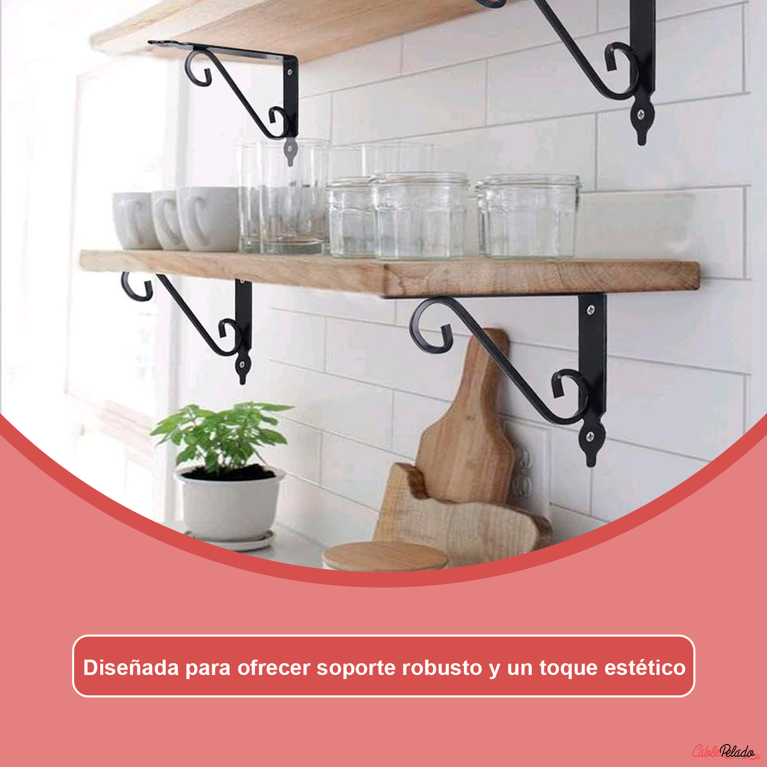 Escuadra para estanteria metalica decorativa 145x110 mm 145x110 mm Gris