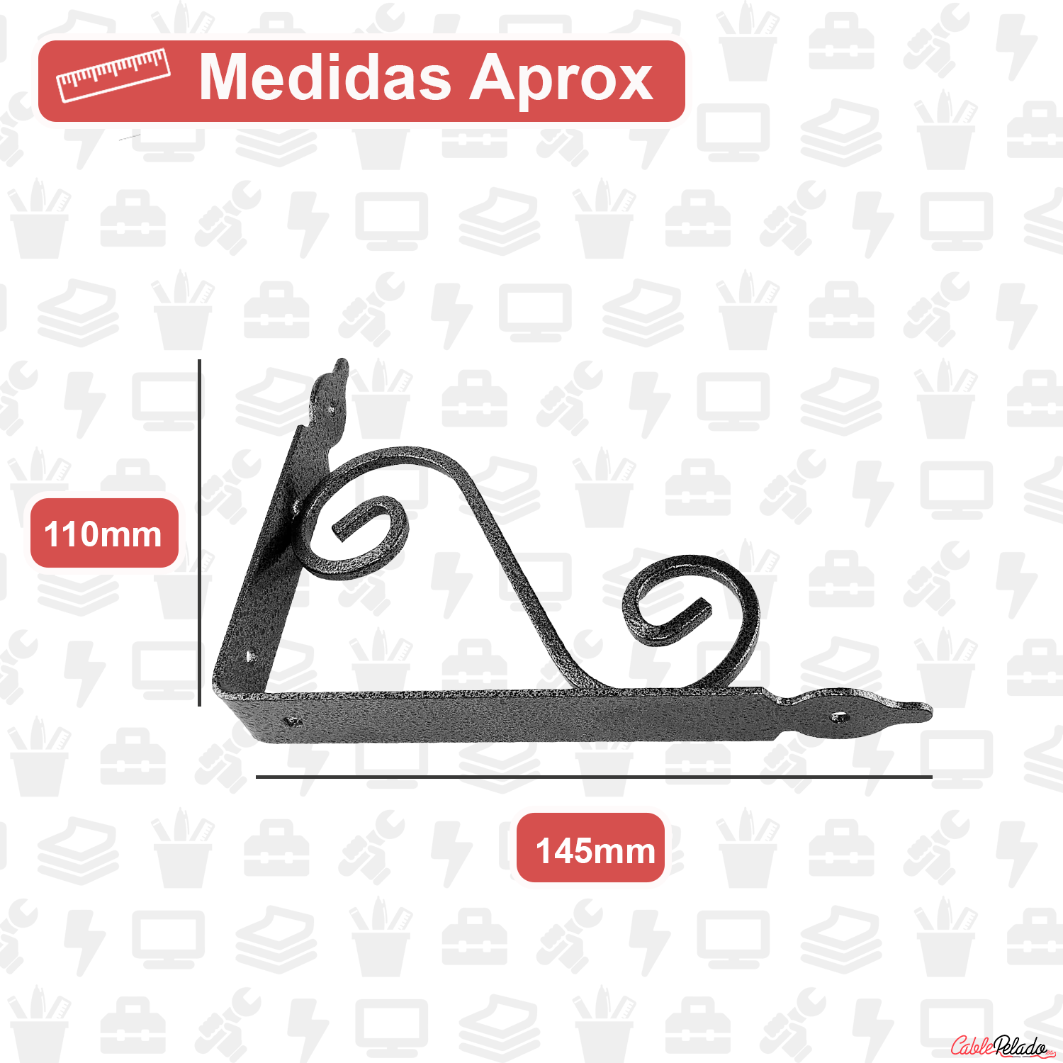 Escuadra para estanteria metalica decorativa 145x110 mm Gris