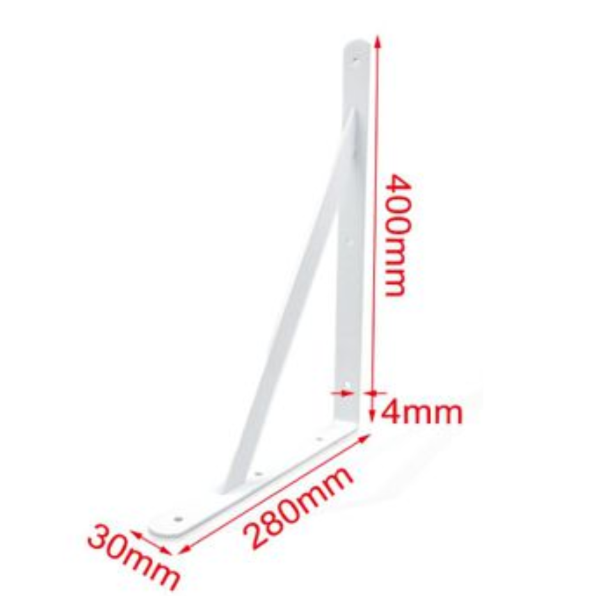 Escuadra reforzada para estanteria Metalica 400x280 mm Blanco