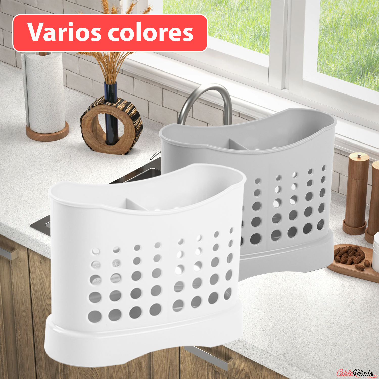 Escurrecubiertos De Plastico Clásico  Blanco