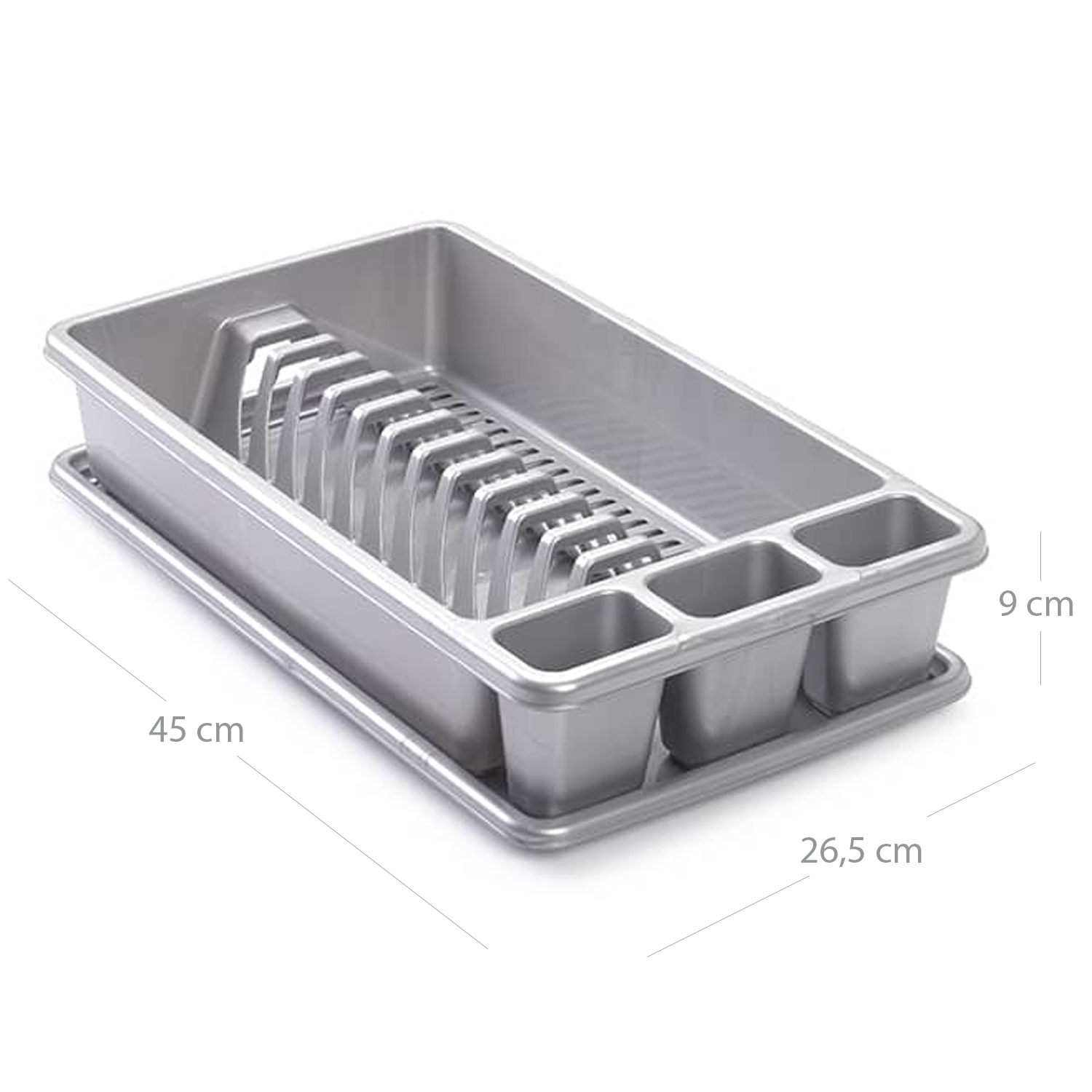 Escurreplato de plastico mediano  Gris