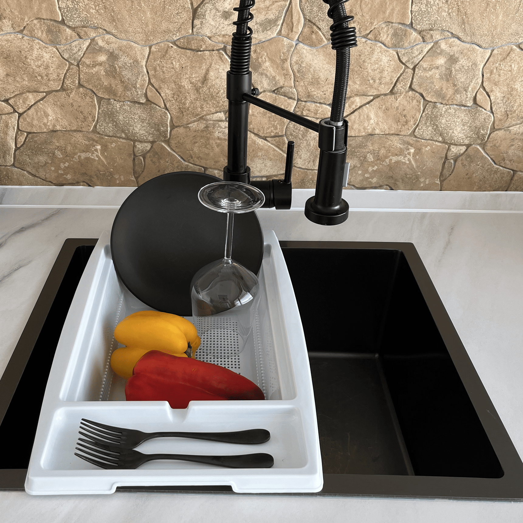 Escurreplatos para fregadero de plastico  Blanco