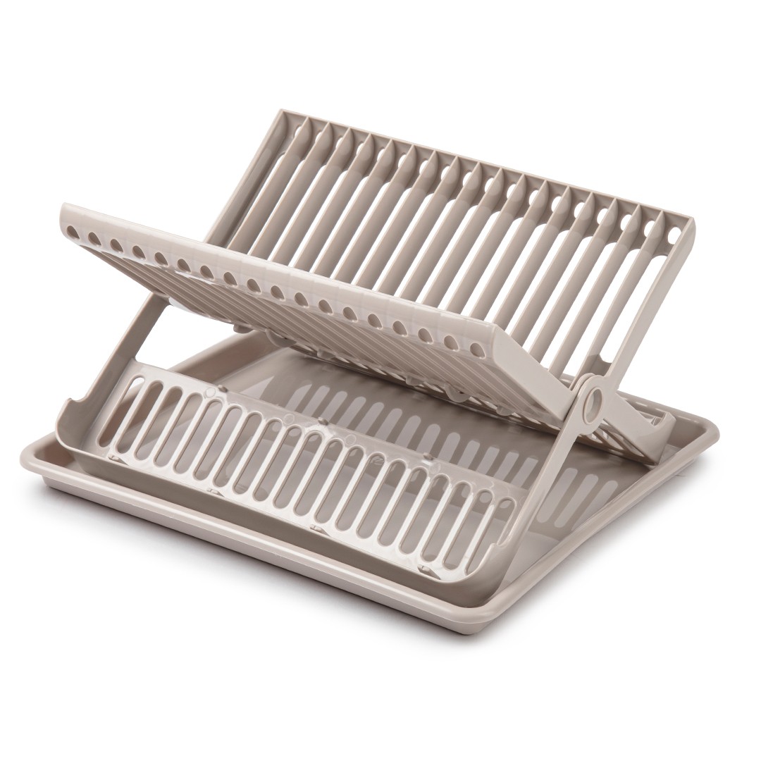 Escurreplato plegable de plastico con bandeja  Beige