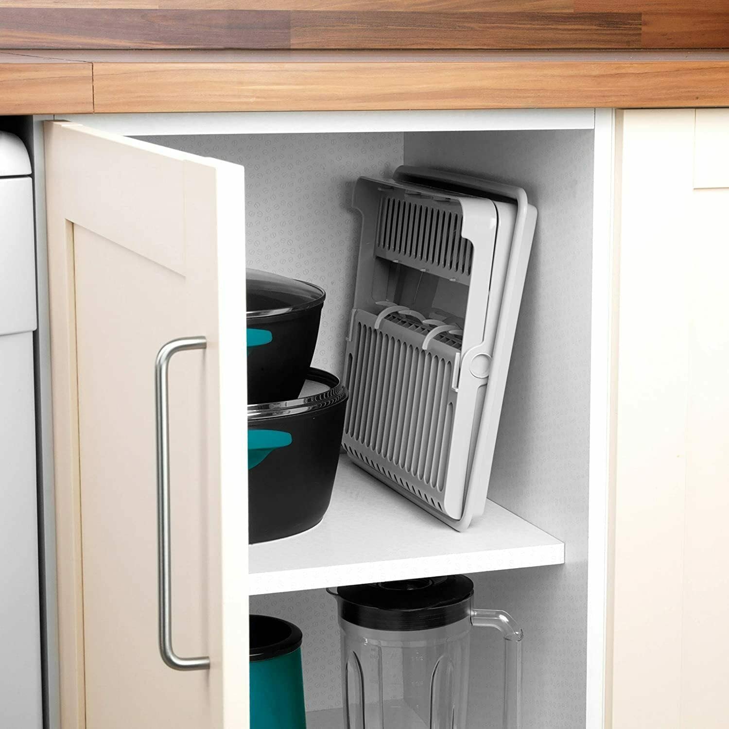Escurreplato plegable de plastico con bandeja  Blanco