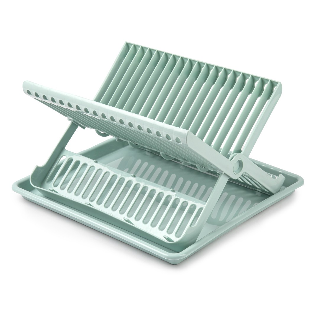 Escurreplato plegable de plastico con bandeja  Verde claro