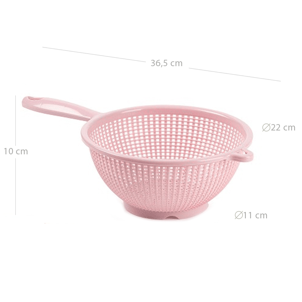 Escurridor verduras con mango plastico 22 cm Rosa claro