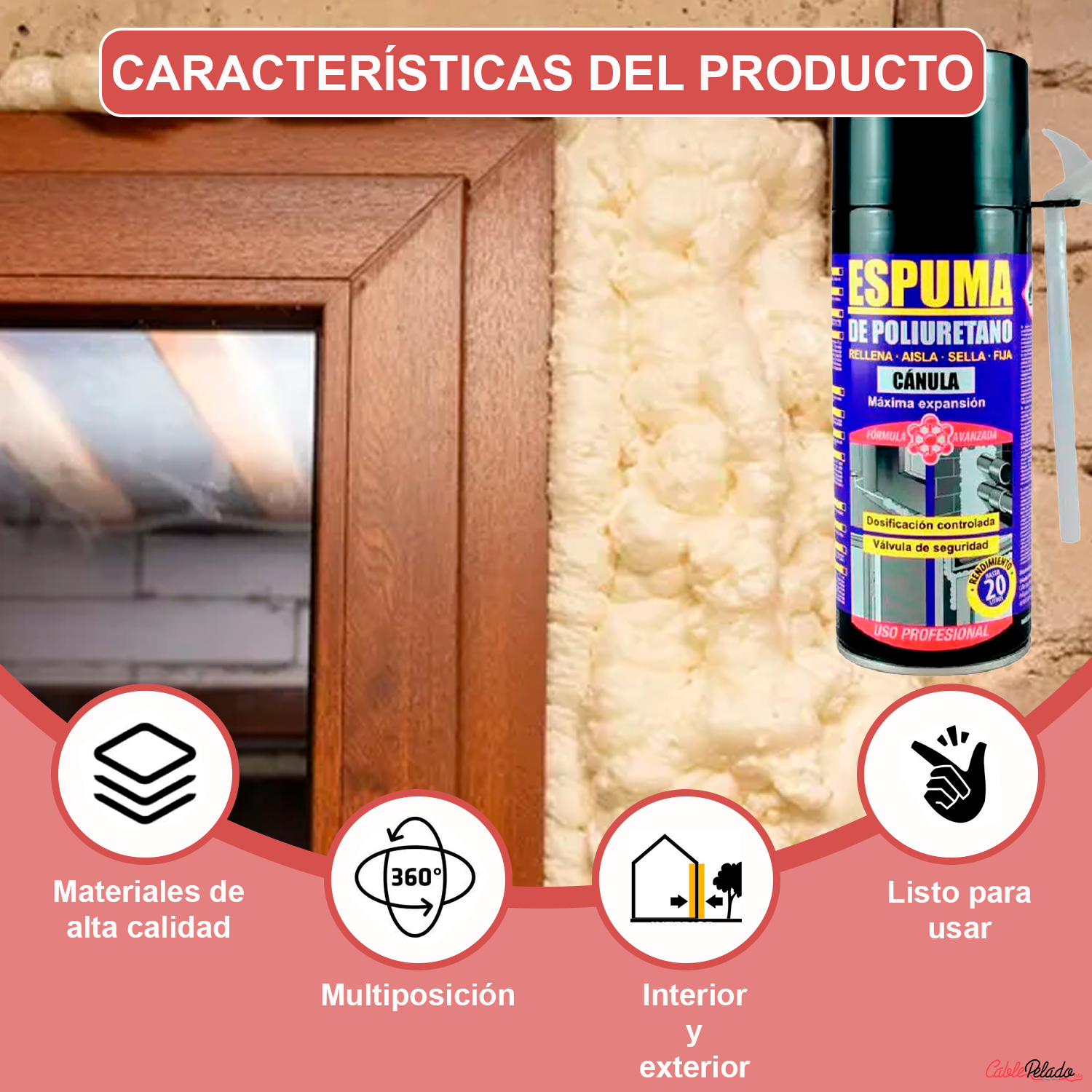 Espuma De Poliuretano Alta Expansión Con Cánula 300 ml