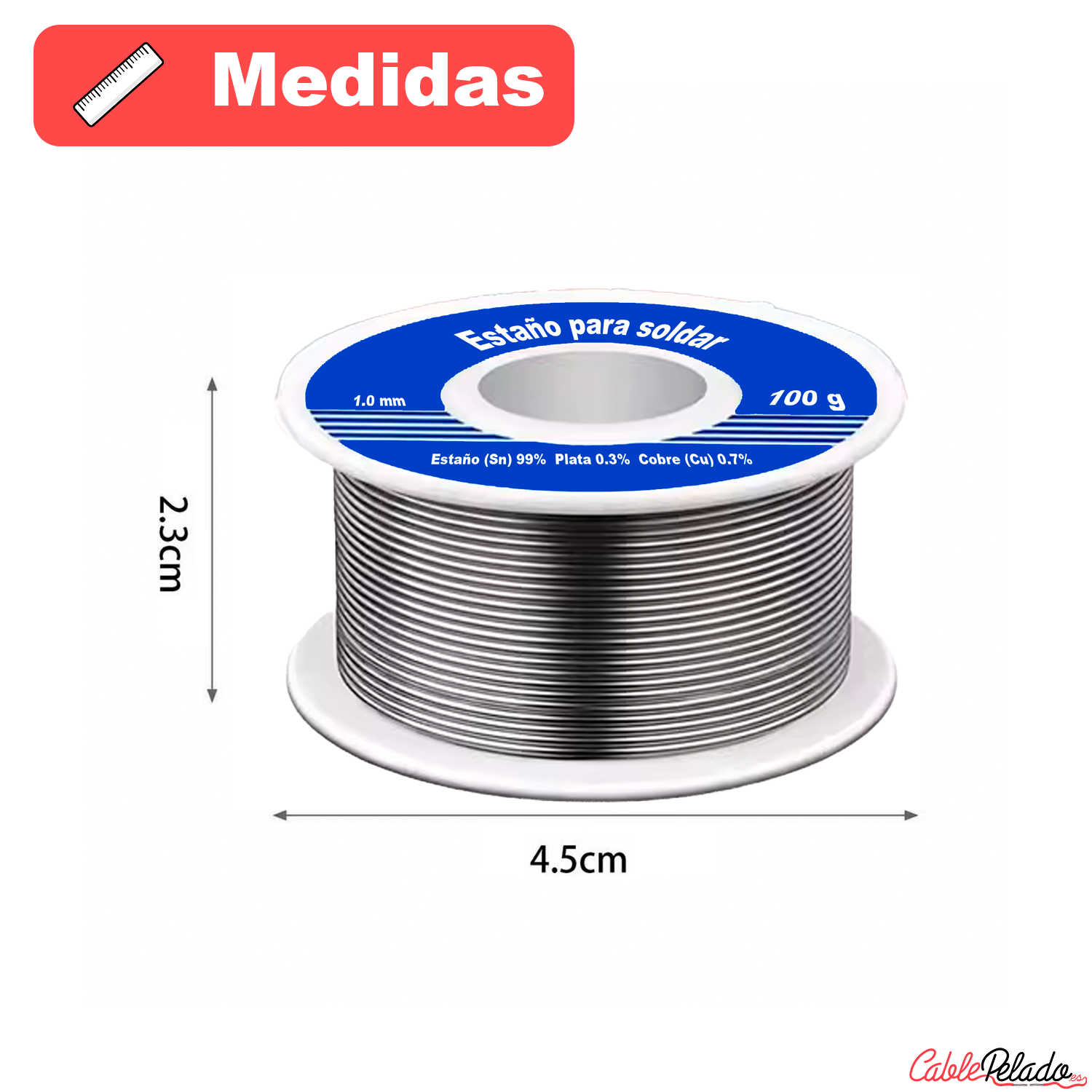 Estaño para soldar sin plomo 100 gr 1.0 mm