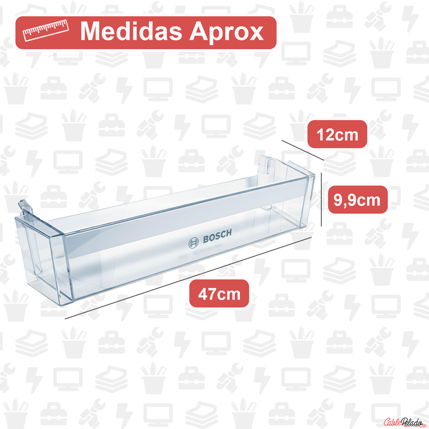 Estante Botellero Frigorífico Compatible Con Bosch Código Original 00744473  Transparente