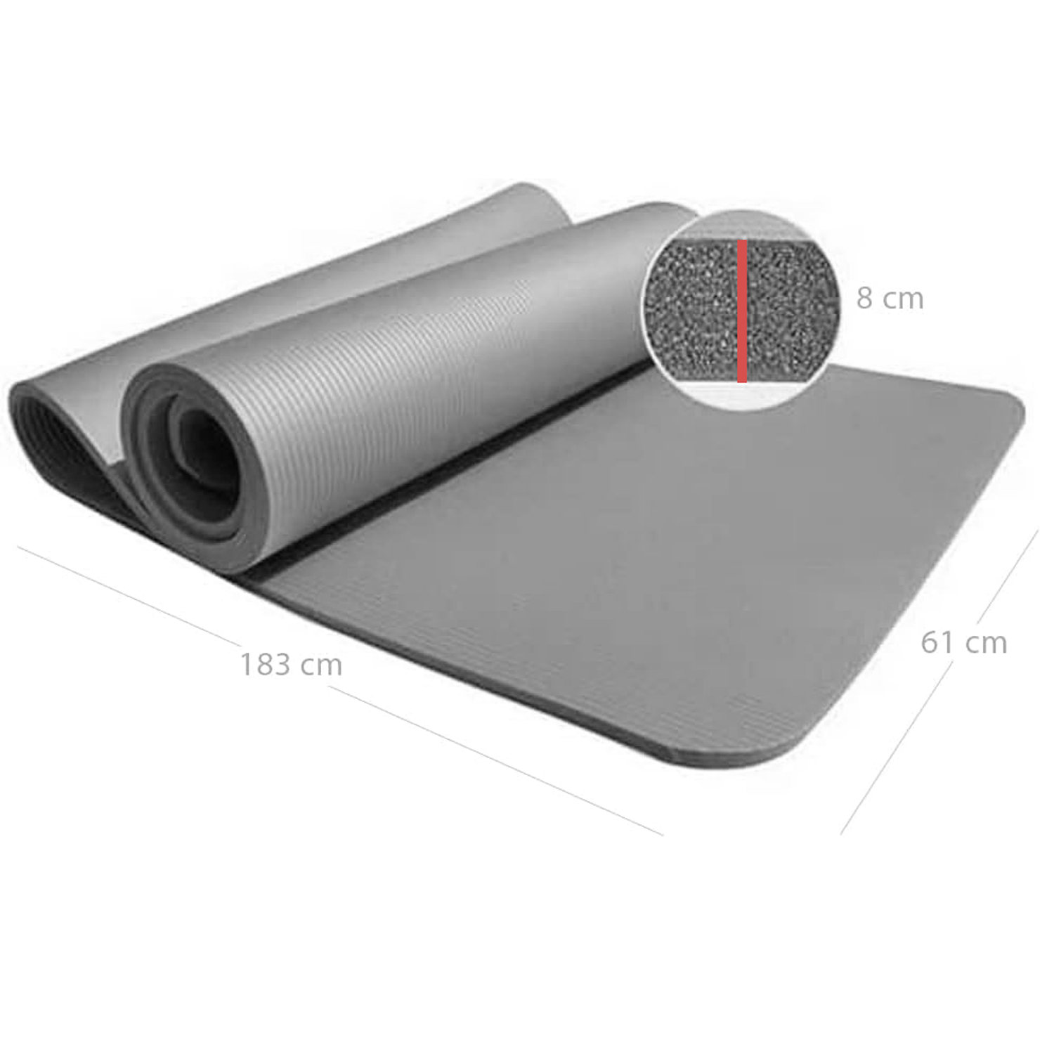 Esterilla Yoga Antideslizante entrenamiento 61x183 cm  Gris