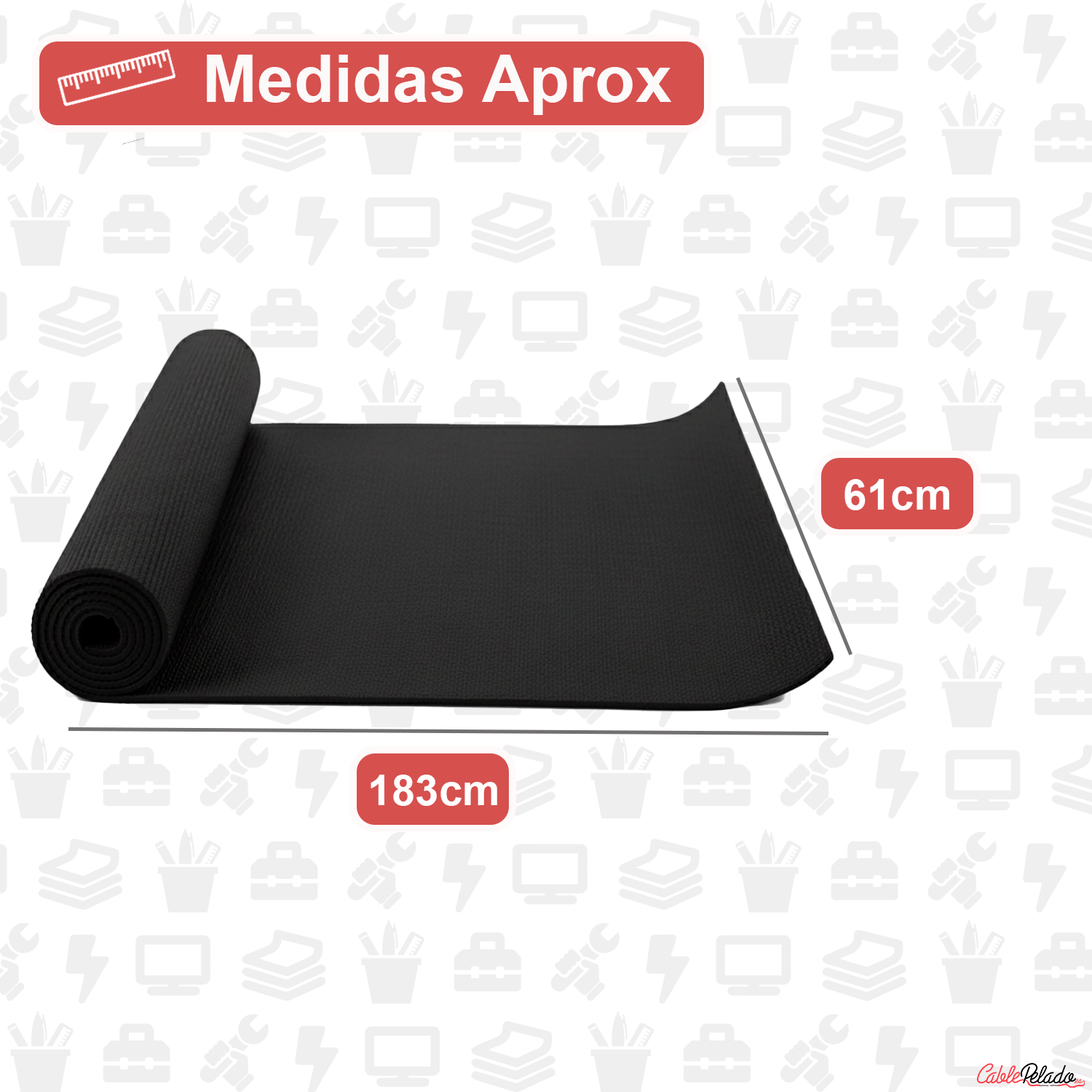 Esterilla Yoga Antideslizante entrenamiento 61x183 cm  Negro