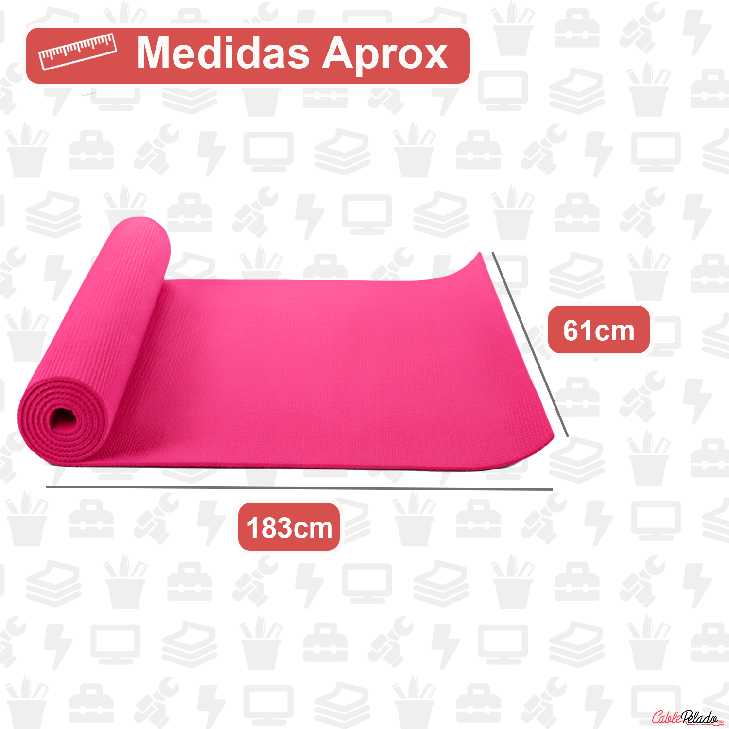 Esterilla Yoga Antideslizante entrenamiento 61x183 cm   Rosa magenta