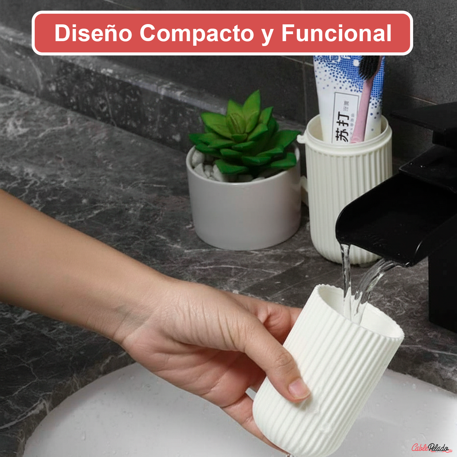 Estuche Portátil Para Cepillo y Pasta De Dientes  Beige