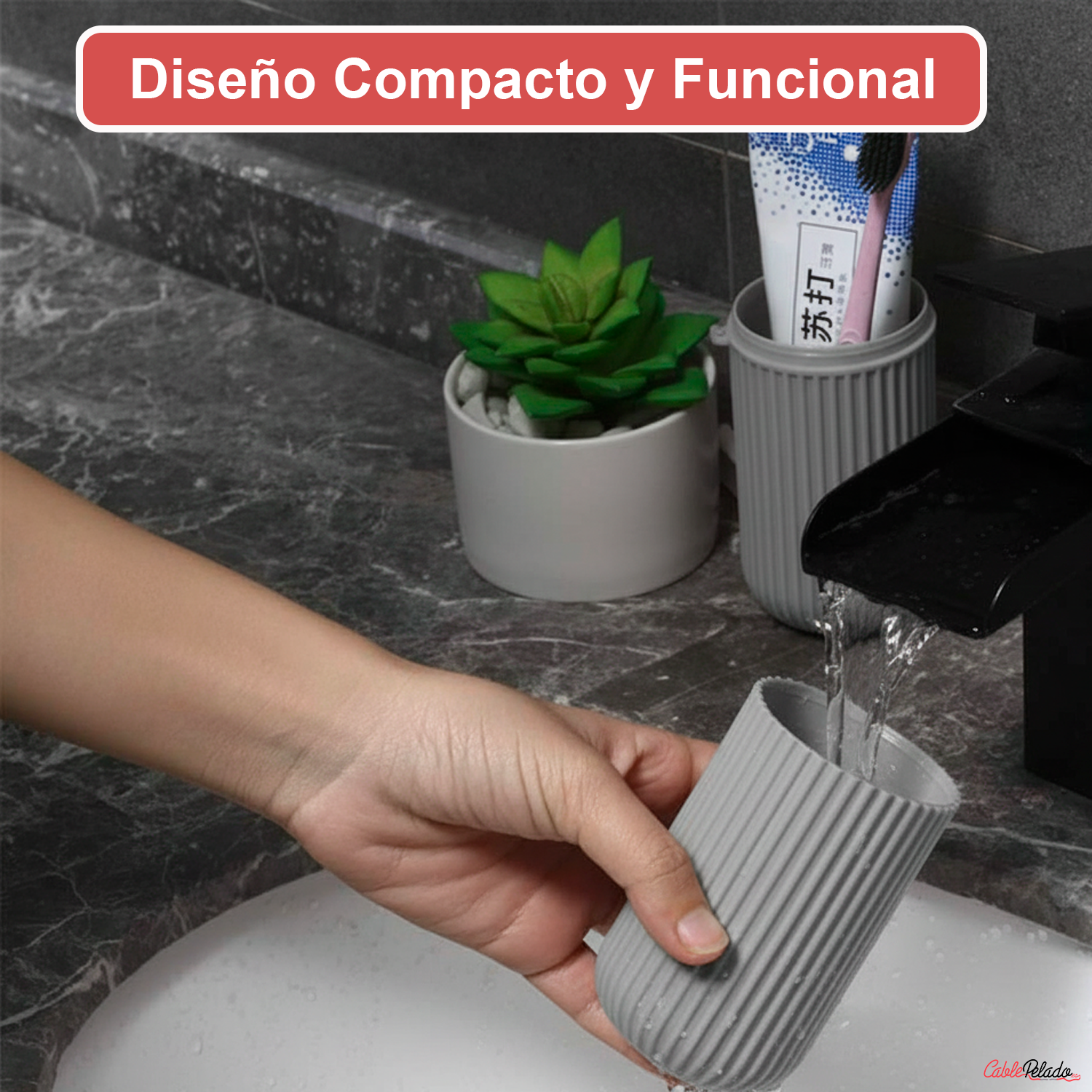 Estuche Portátil Para Cepillo y Pasta De Dientes  Gris