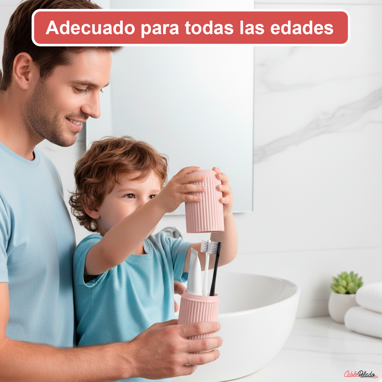 Estuche Portátil Para Cepillo y Pasta De Dientes  Rosa claro