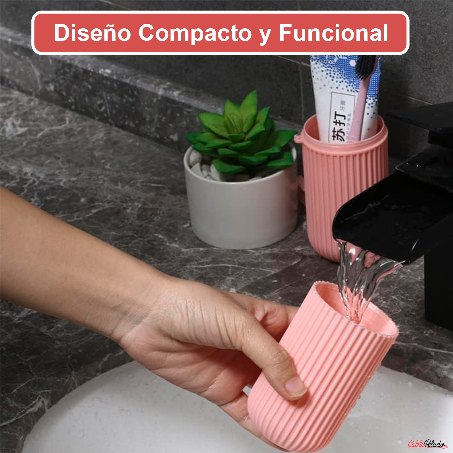 Estuche Portátil Para Cepillo y Pasta De Dientes  Rosa claro