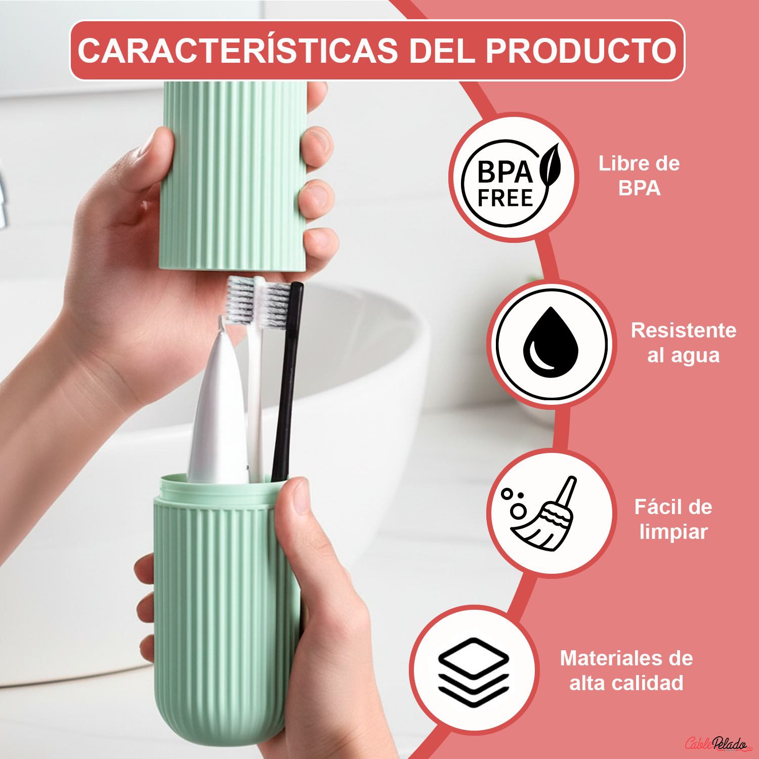 Estuche Portátil Para Cepillo y Pasta De Dientes  Verde claro