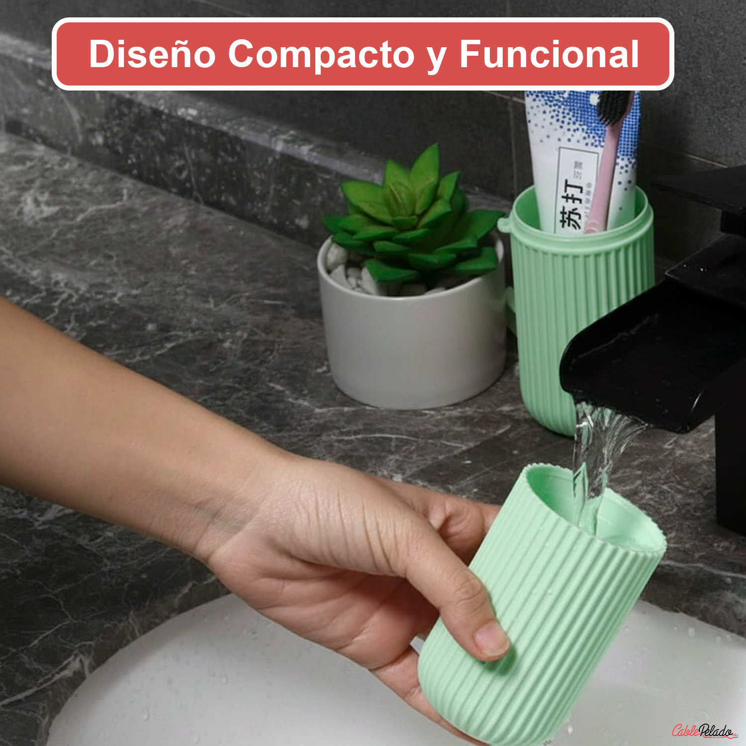 Estuche Portátil Para Cepillo y Pasta De Dientes  Verde claro