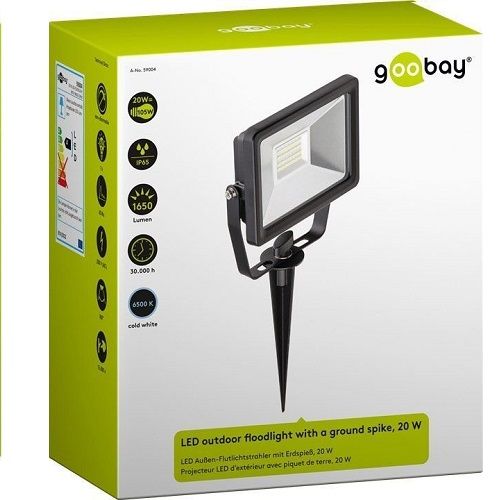 Foco Proyector led para jardin  Negro  20W