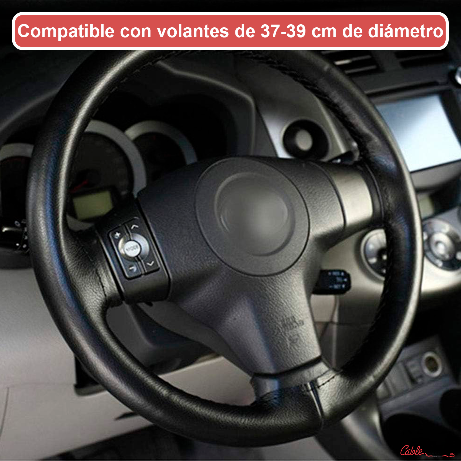 Funda Para Volante Lisa Con Agujas E Hilo  Negro