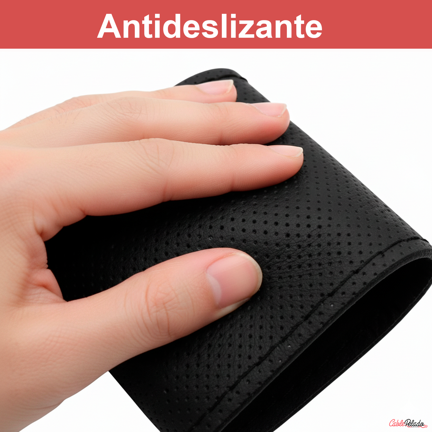 Funda Para Volante Perforada Con Agujas e Hilo Negra
