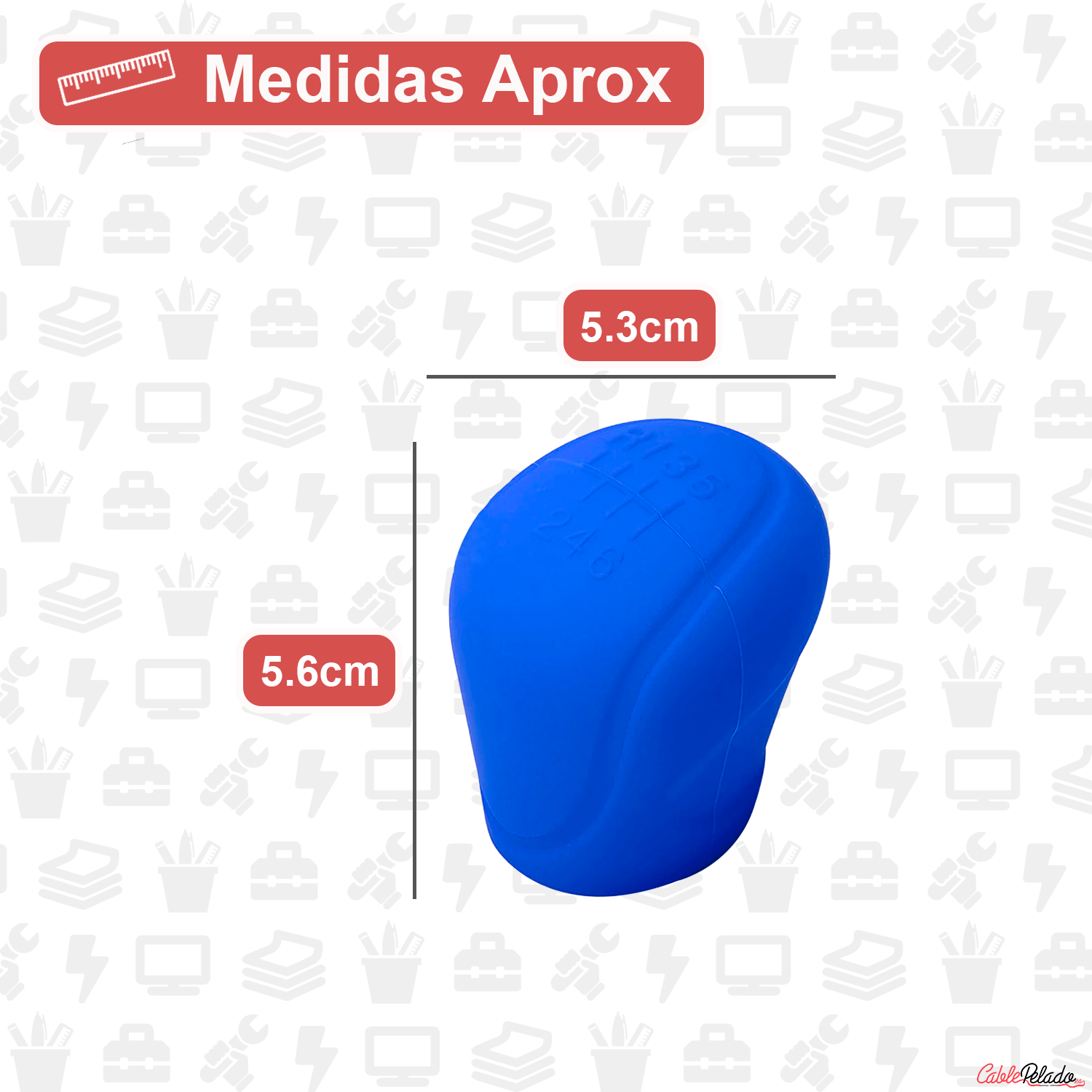Funda Pomo Cambios Marcha Coche Silicona Suave 6 Marchas  Azul