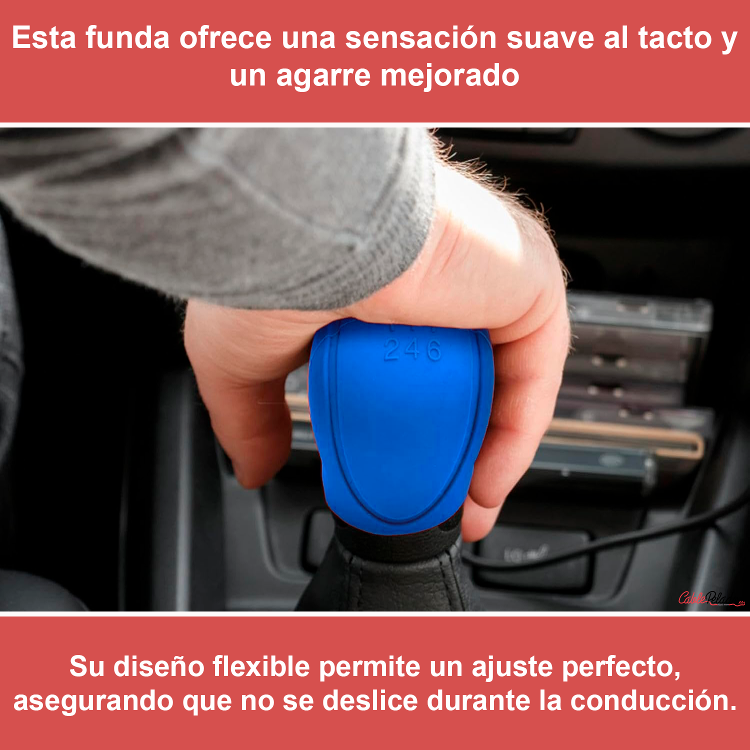 Funda Pomo Cambios Marcha Coche Silicona Suave 6 Marchas  Azul