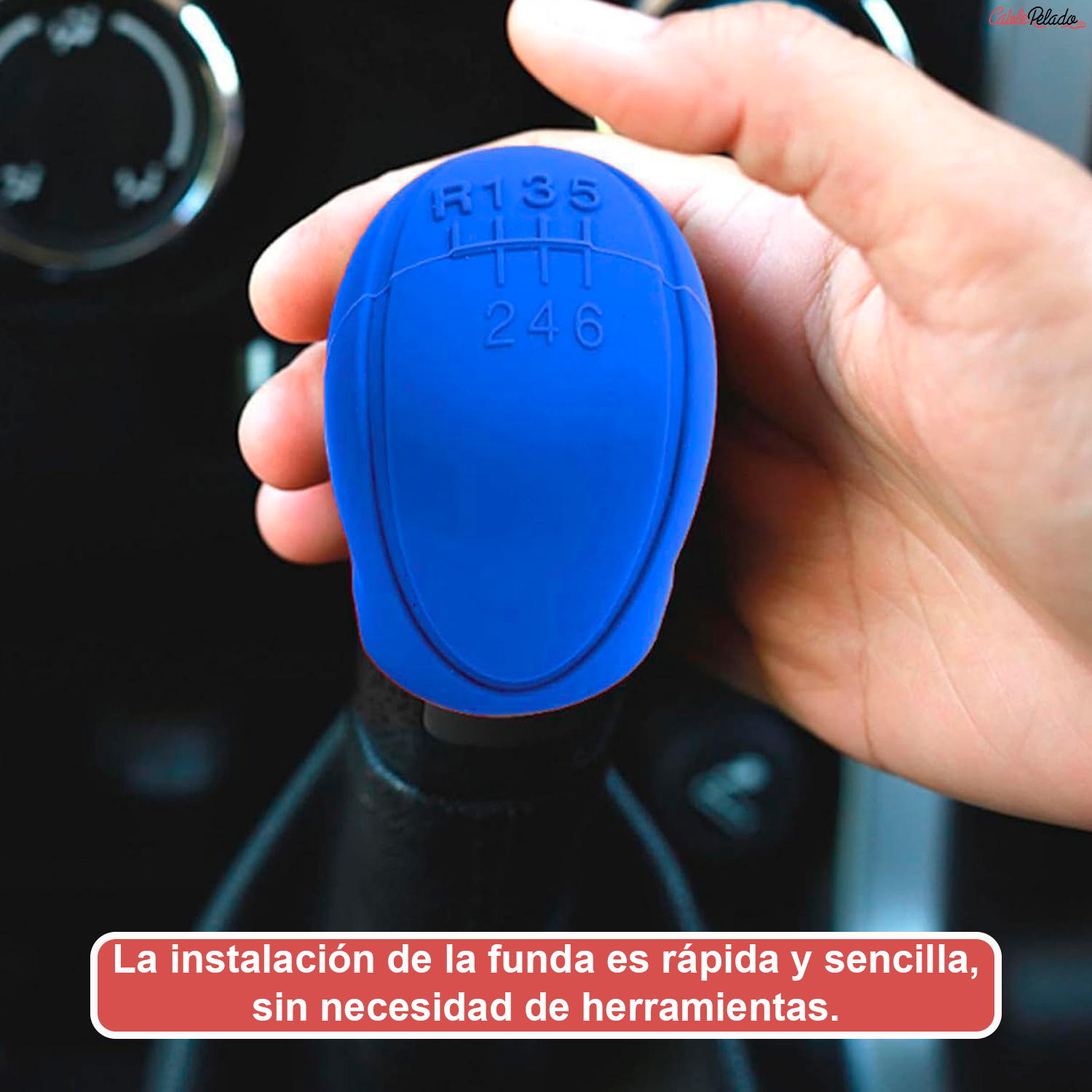 Funda Pomo Cambios Marcha Coche Silicona Suave 6 Marchas  Azul