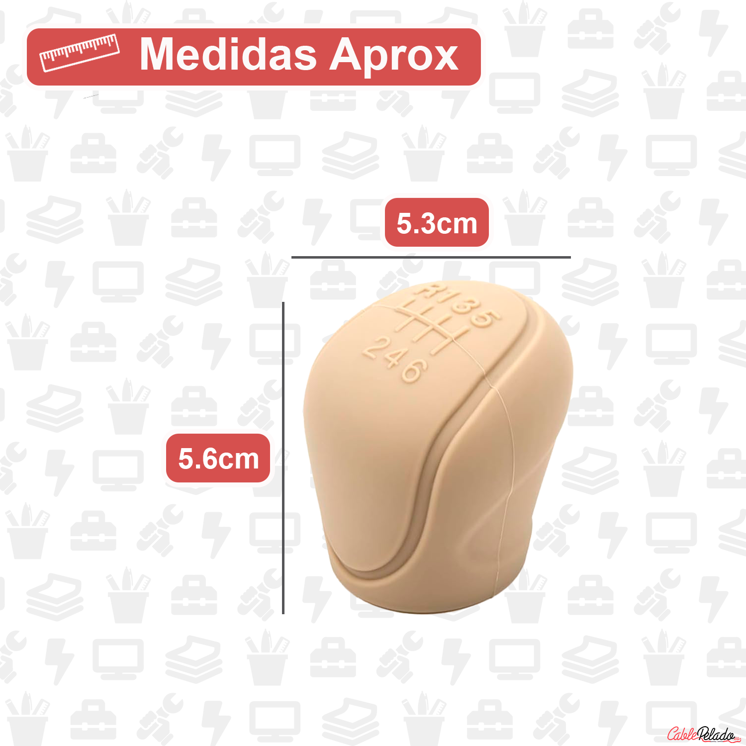 Funda Pomo Cambios Marcha Coche Silicona Suave 6 Marchas  Beige