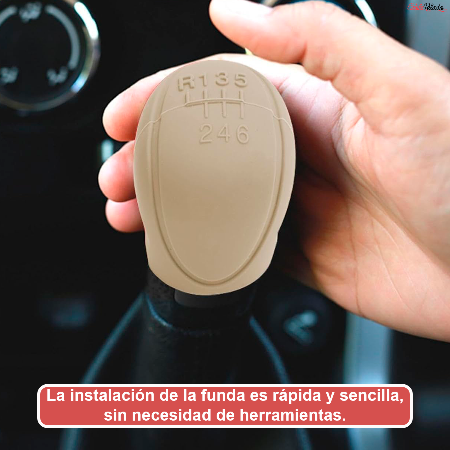 Funda Pomo Cambios Marcha Coche Silicona Suave 6 Marchas  Beige