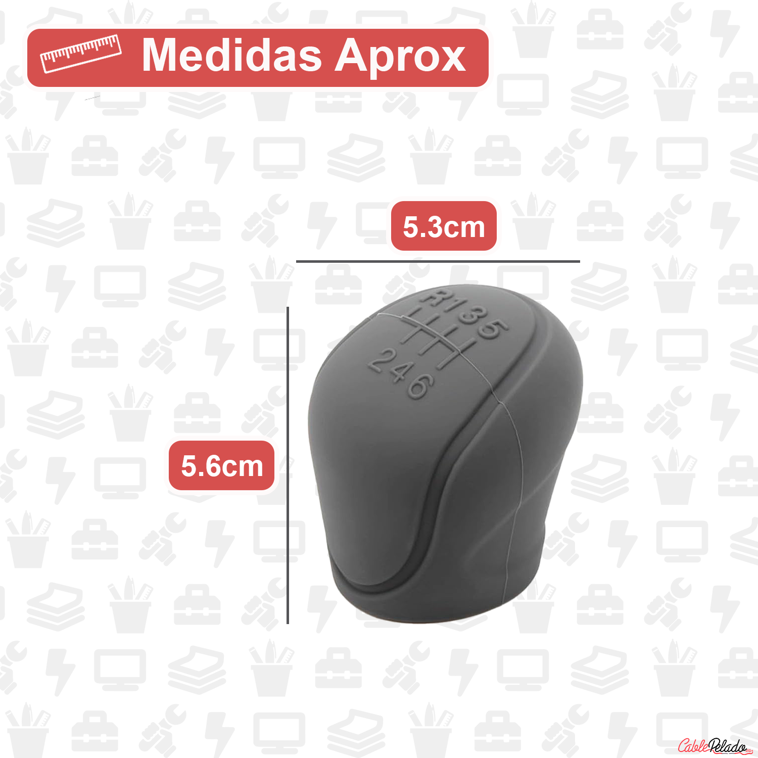 Funda Pomo Cambios Marcha Coche Silicona Suave 6 Marchas  Gris