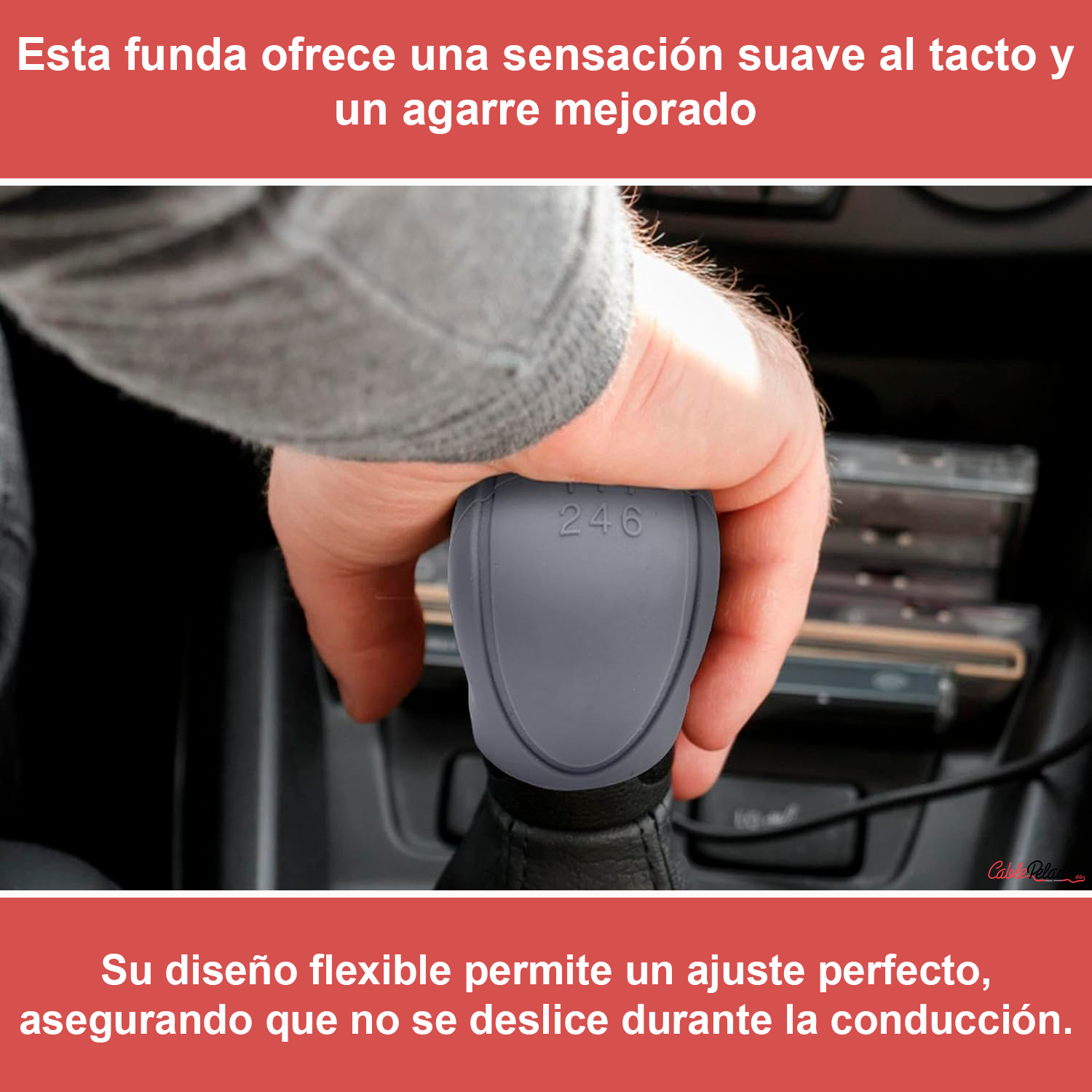 Funda Pomo Cambios Marcha Coche Silicona Suave 6 Marchas  Gris
