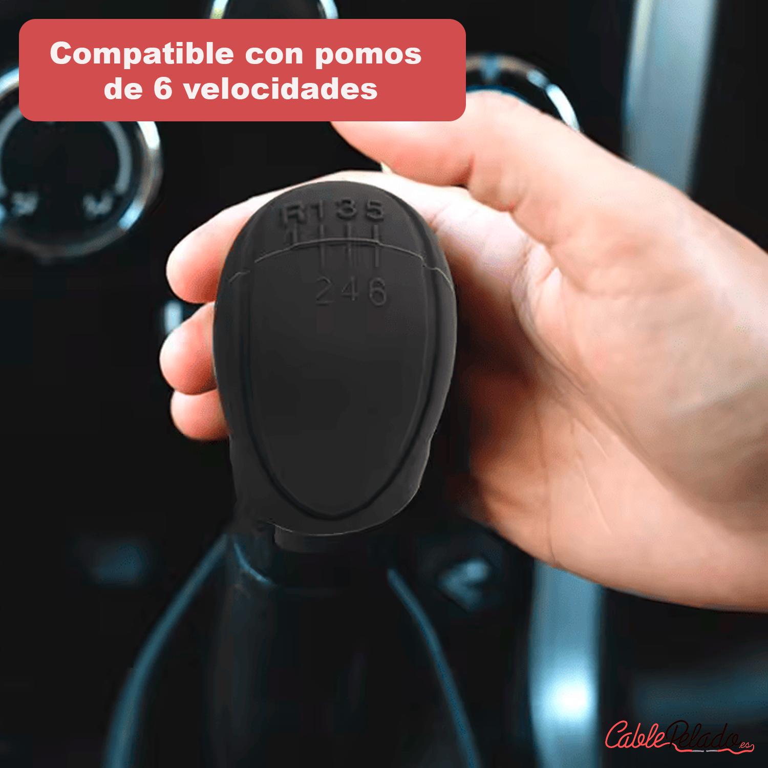 Funda Pomo Cambios Marcha Coche Silicona Suave 6 Marchas  Negro
