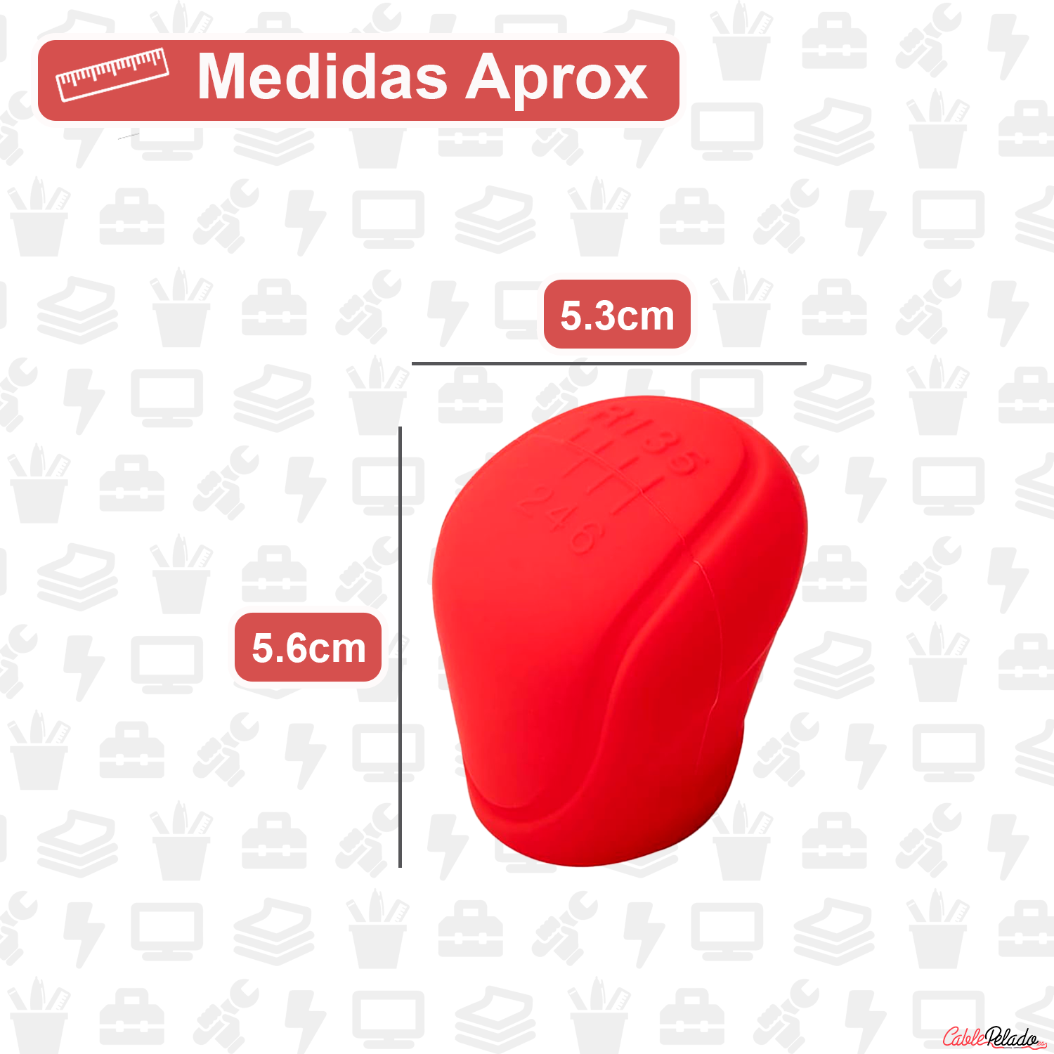 Funda Pomo Cambios Marcha Coche Silicona Suave 6 Marchas  Rojo